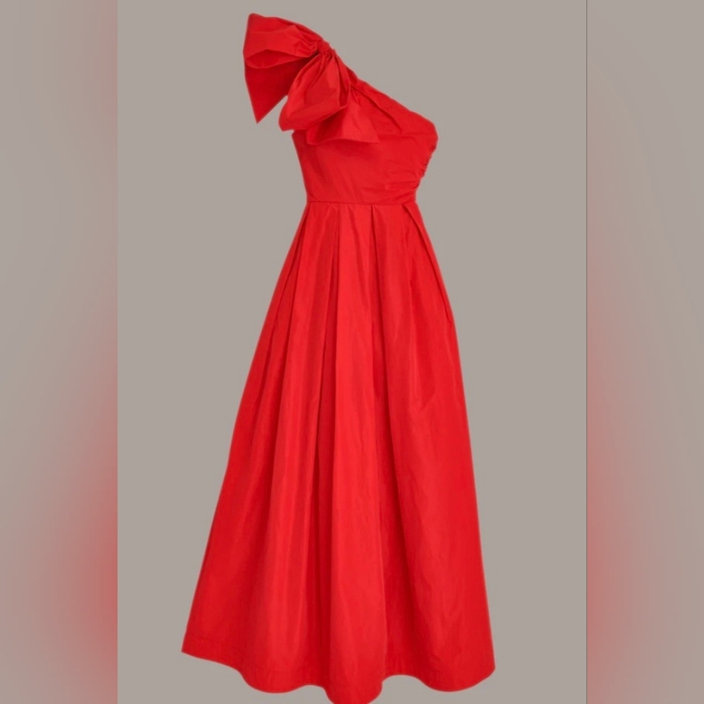 Donna Karan One Shoulder,taffeta bow Detail Gown, Sz 8 - Picture 6 of 12
